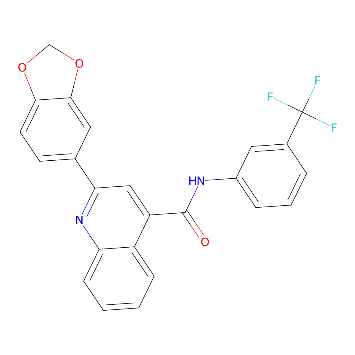 2-(1,3-benzodioxol-5-yl)-N-[3-(trifluoromethyl)phenyl]quinoline-4-carboxamide molecular structure, CAS 547702-48-7
