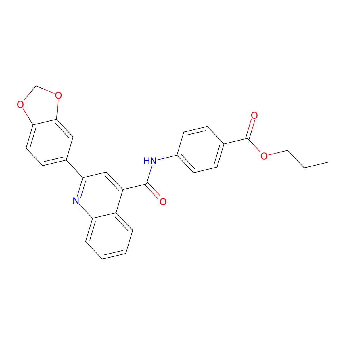 Propyl 4-[[2-(1,3-benzodioxol-5-yl)quinoline-4-carbonyl]amino]benzoate molecular structure, CAS 547702-52-3