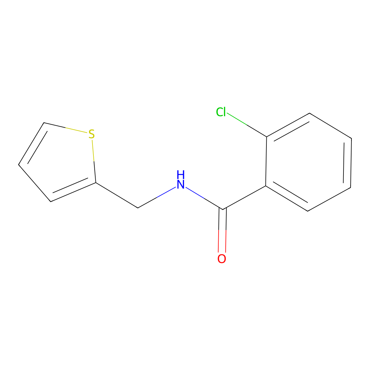 2-chloro-N-(thiophen-2-ylmethyl)benzamide molecular structure, CAS 547703-15-1
