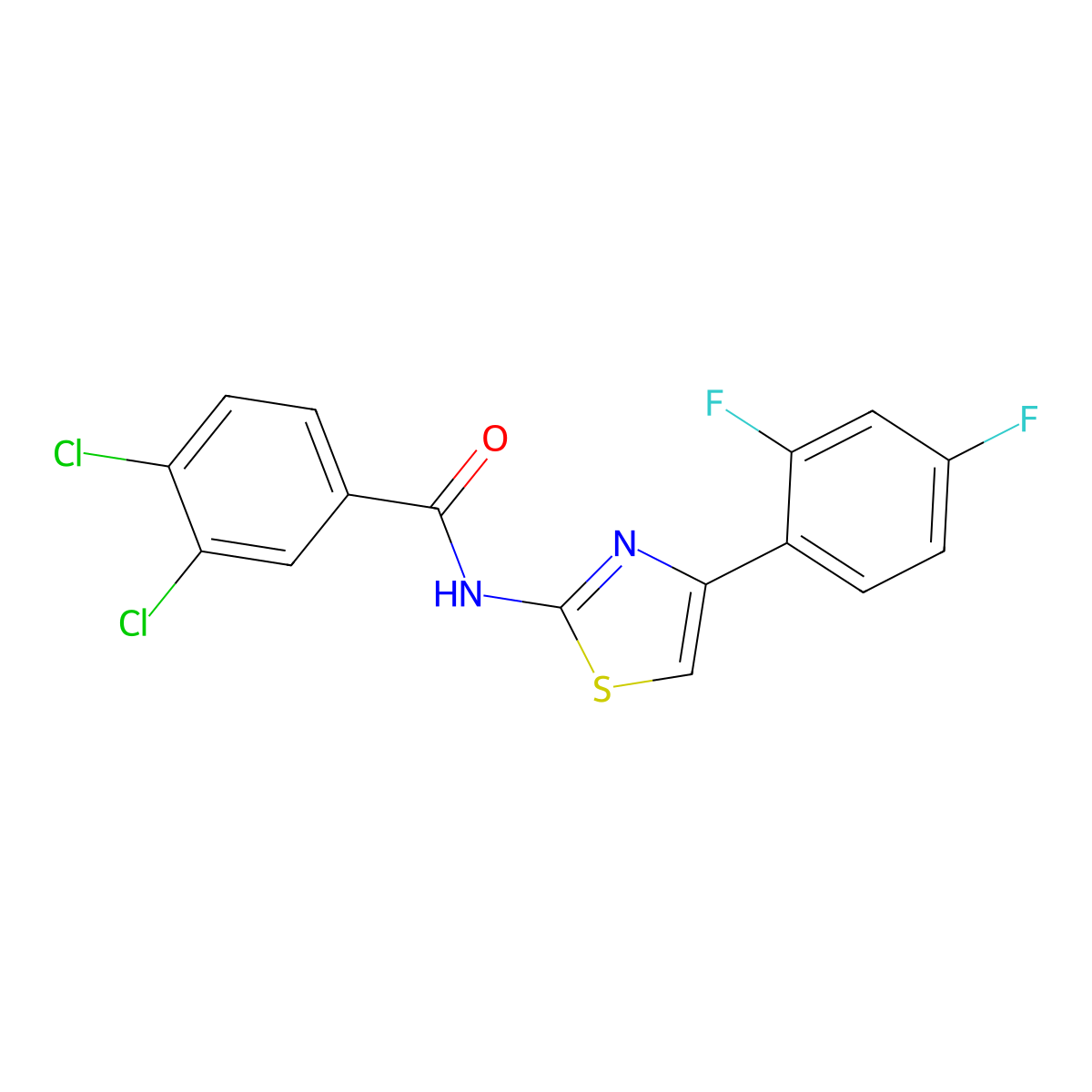 3,4-dichloro-N-[4-(2,4-difluorophenyl)-1,3-thiazol-2-yl]benzamide molecular structure, CAS 547703-25-3