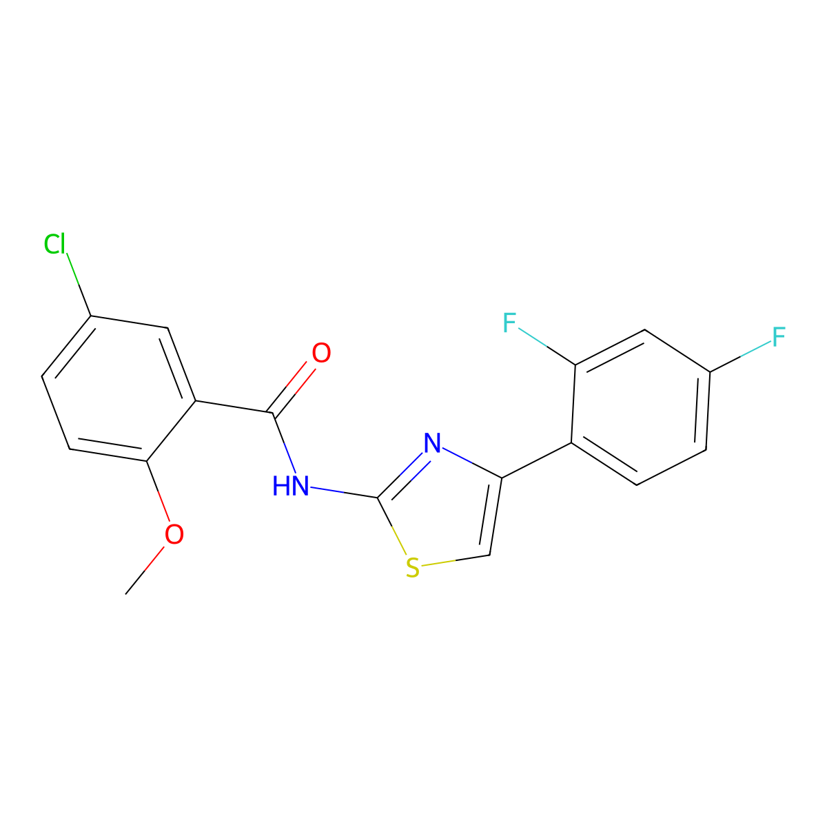 5-chloro-N-[4-(2,4-difluorophenyl)-1,3-thiazol-2-yl]-2-methoxybenzamide molecular structure, CAS 547703-58-2
