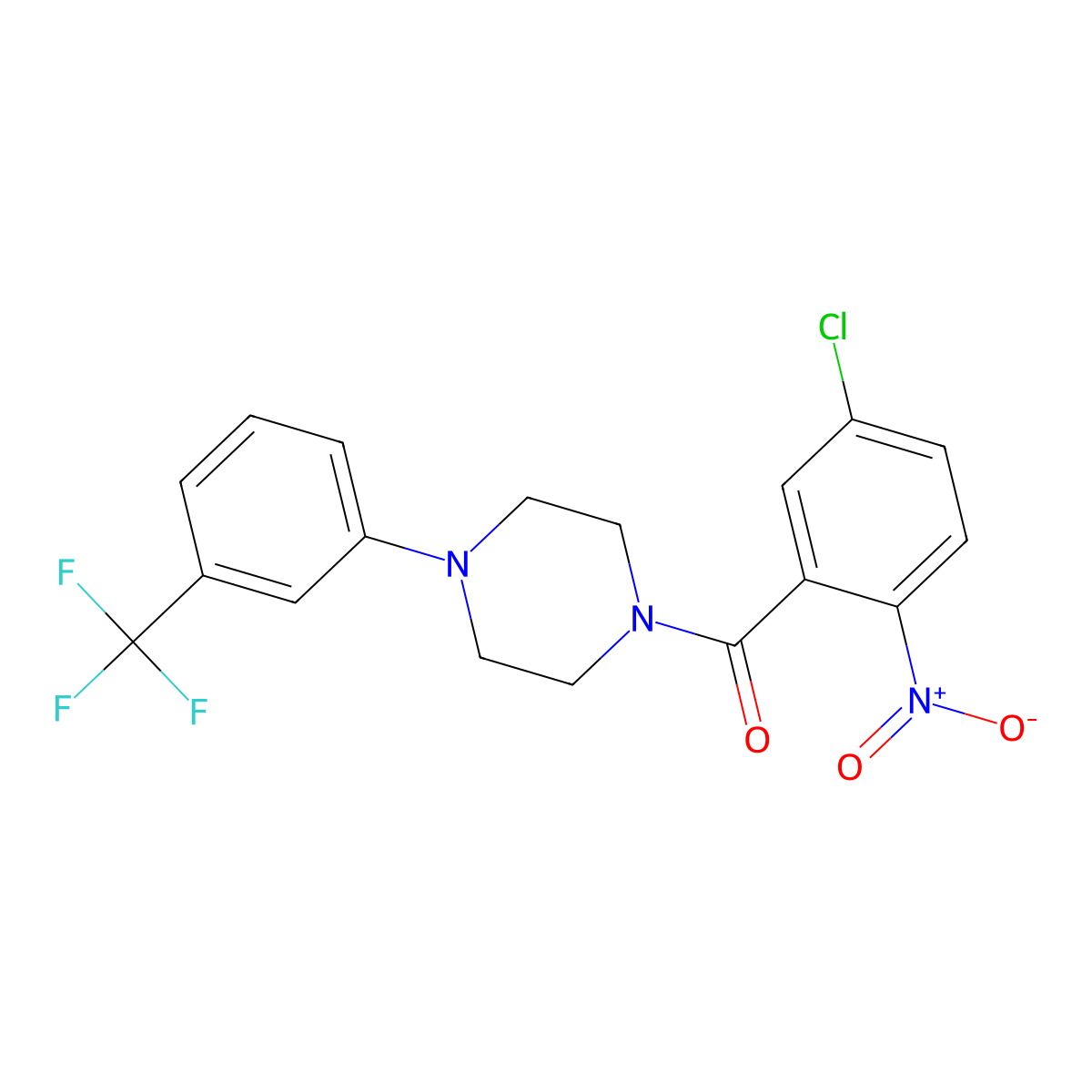 (5-Chloro-2-nitrophenyl)-[4-[3-(trifluoromethyl)phenyl]piperazin-1-yl]methanone molecular structure, CAS 547703-80-0
