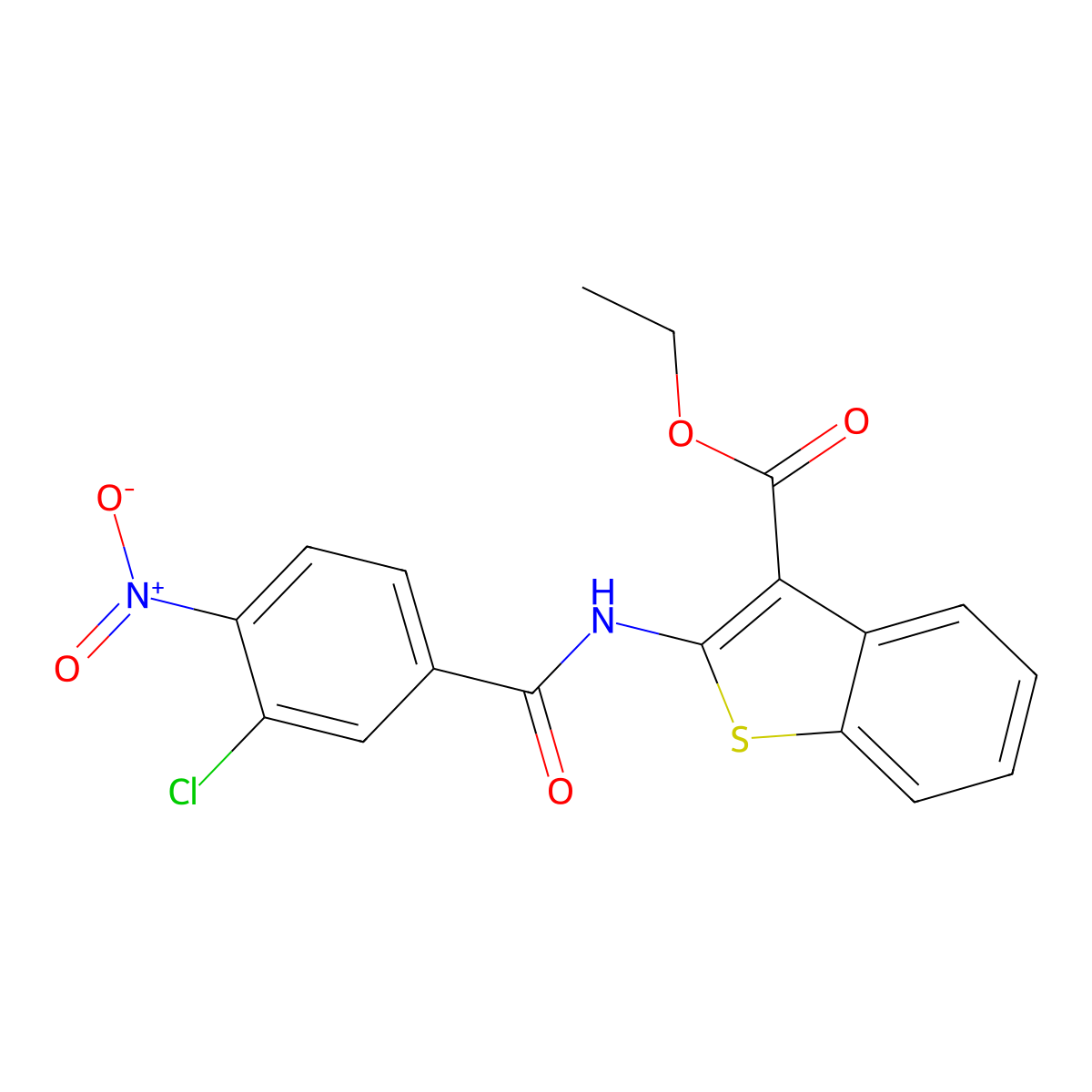 Ethyl 2-[(3-chloro-4-nitrobenzoyl)amino]-1-benzothiophene-3-carboxylate molecular structure, CAS 547703-82-2