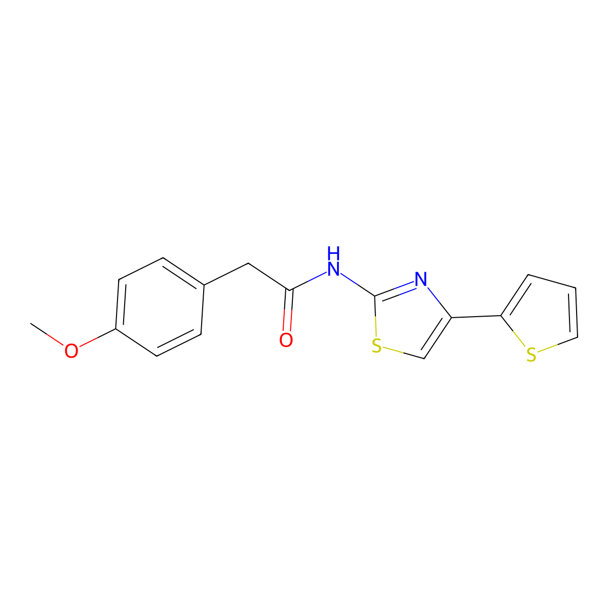 2-(4-methoxyphenyl)-N-[4-(thiophen-2-yl)-1,3-thiazol-2-yl]acetamide molecular structure, CAS 547704-17-6
