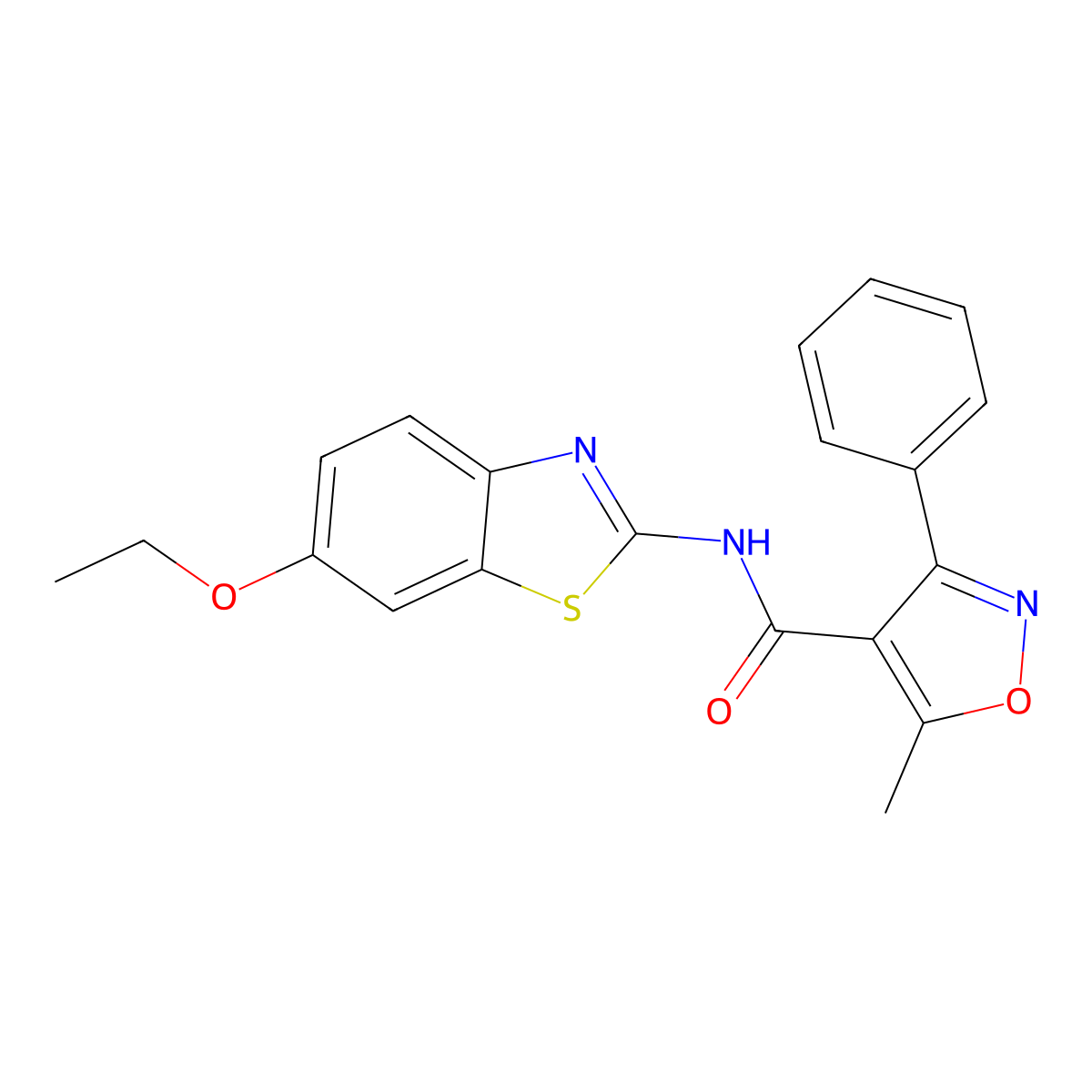 N-(6-ethoxy-1,3-benzothiazol-2-yl)-5-methyl-3-phenyl-1,2-oxazole-4-carboxamide molecular structure, CAS 547704-52-9