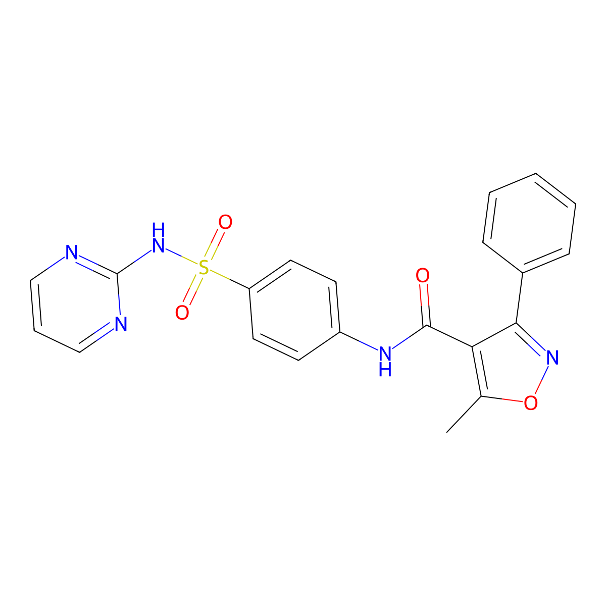 5-Methyl-3-phenyl-N-(4-(N-(pyrimidin-2-yl)sulfamoyl)phenyl)isoxazole-4-carboxamide molecular structure, CAS 547704-53-0