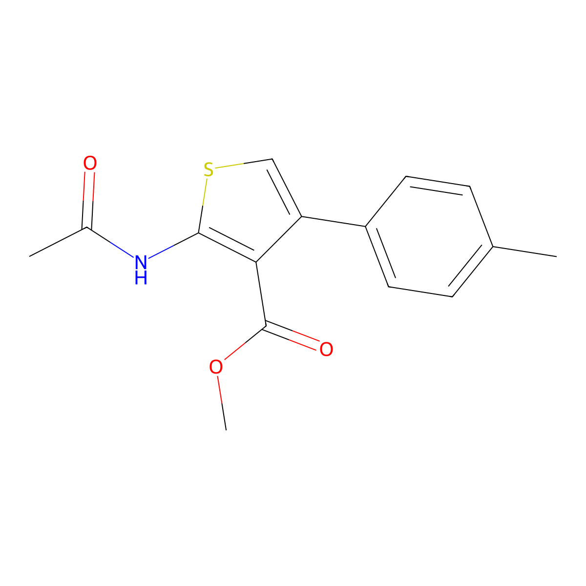 Methyl 2-acetamido-4-(4-methylphenyl)thiophene-3-carboxylate molecular structure, CAS 547705-37-3