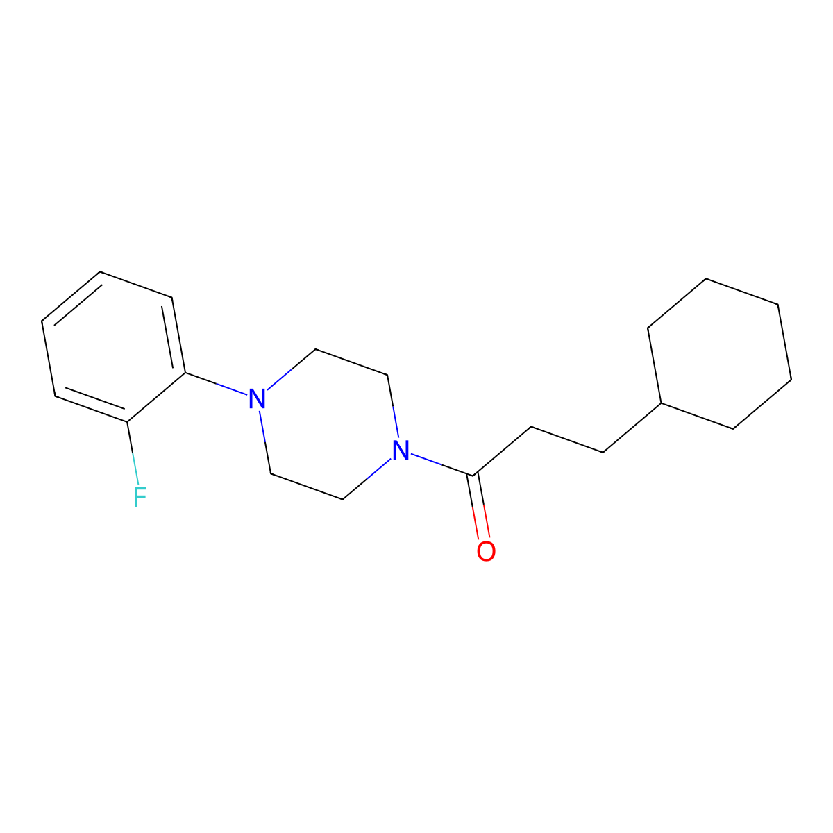 3-Cyclohexyl-1-[4-(2-fluorophenyl)piperazin-1-yl]propan-1-one molecular structure, CAS 547706-66-1