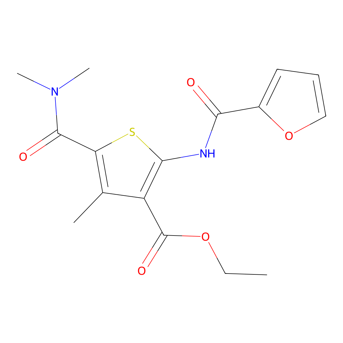 Ethyl 5-[(dimethylamino)carbonyl]-2-(2-furoylamino)-4-methyl-3-thiophenecarboxylate molecular structure, CAS 547706-80-9
