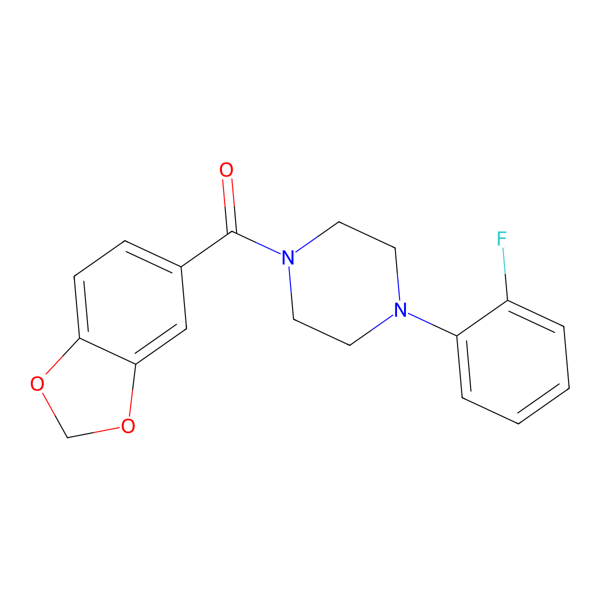 1,3-Benzodioxol-5-yl-[4-(2-fluorophenyl)piperazin-1-yl]methanone molecular structure, CAS 547707-02-8