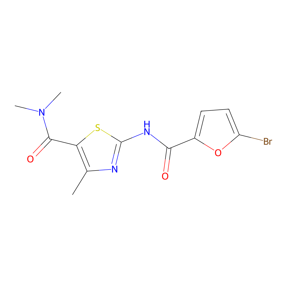 2-[(5-bromofuran-2-carbonyl)amino]-N,N,4-trimethyl-1,3-thiazole-5-carboxamide molecular structure, CAS 547707-33-5