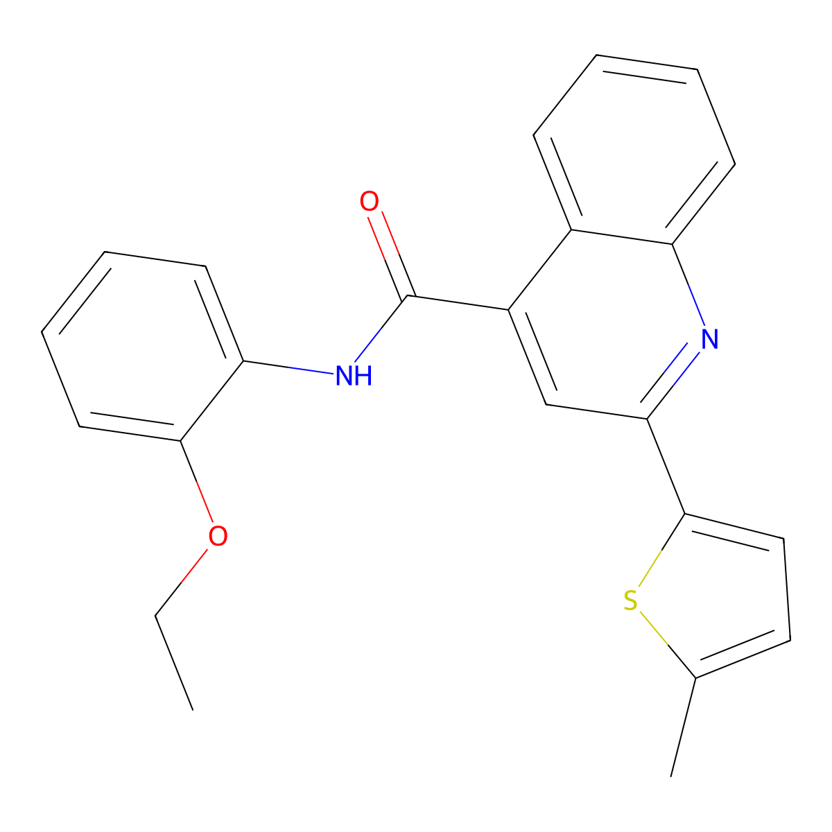 N-(2-ethoxyphenyl)-2-(5-methylthiophen-2-yl)quinoline-4-carboxamide molecular structure, CAS 547708-40-7