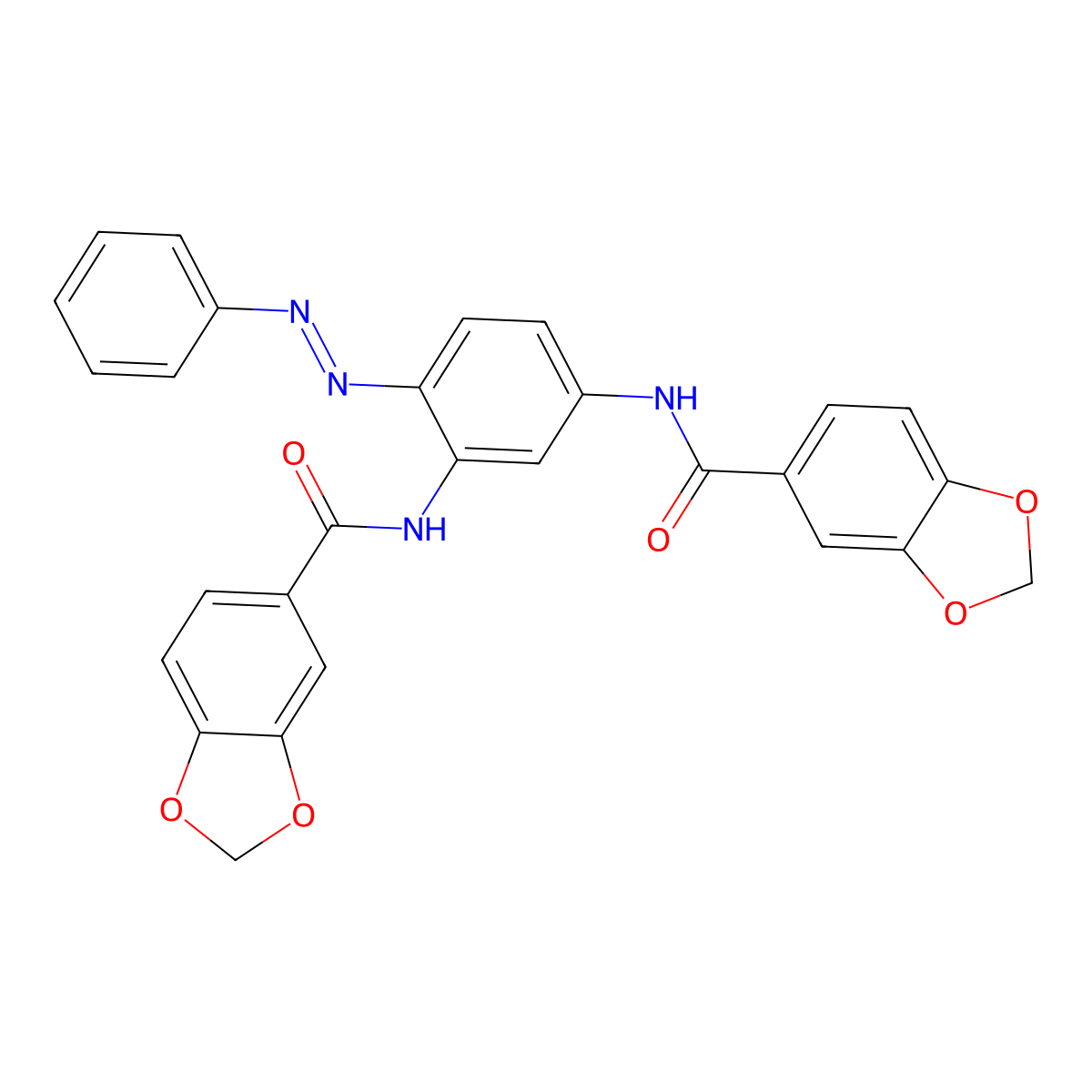 N,N'-{4-[(E)-phenyldiazenyl]benzene-1,3-diyl}bis(1,3-benzodioxole-5-carboxamide) molecular structure, CAS 547709-57-9