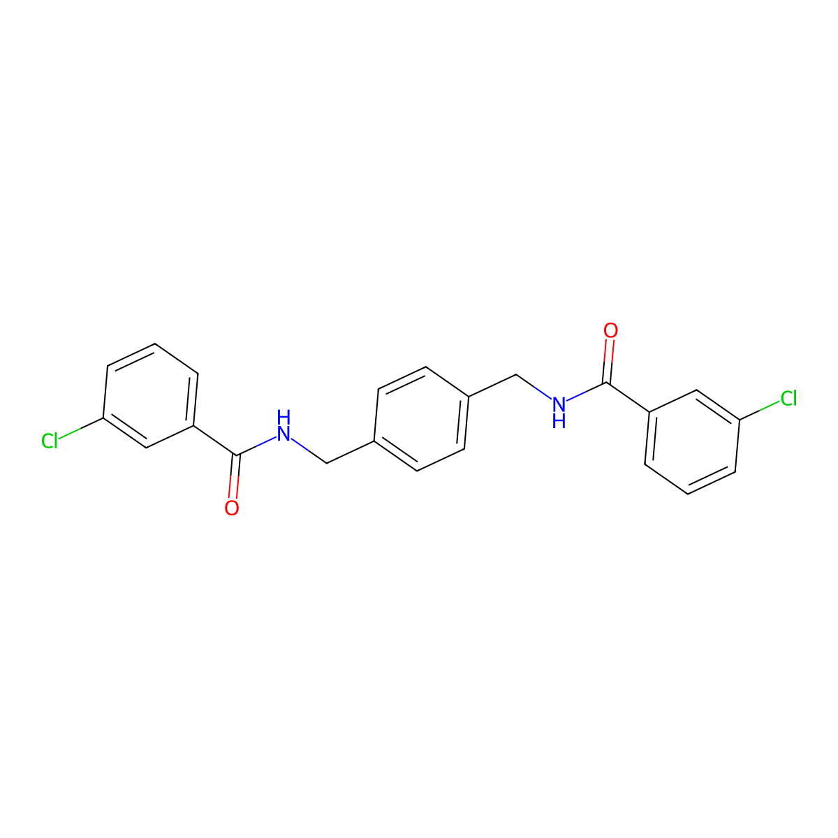 3-chloro-N-[[4-[[(3-chlorobenzoyl)amino]methyl]phenyl]methyl]benzamide molecular structure, CAS 547712-49-2