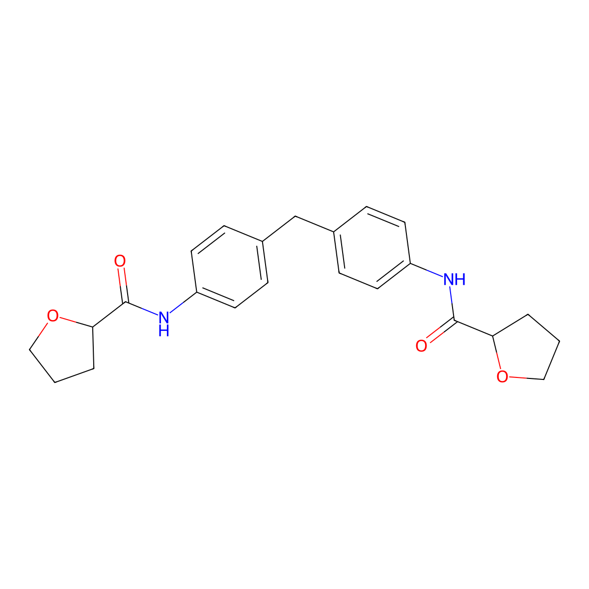N-[4-[[4-(oxolane-2-carbonylamino)phenyl]methyl]phenyl]oxolane-2-carboxamide molecular structure, CAS 547712-84-5