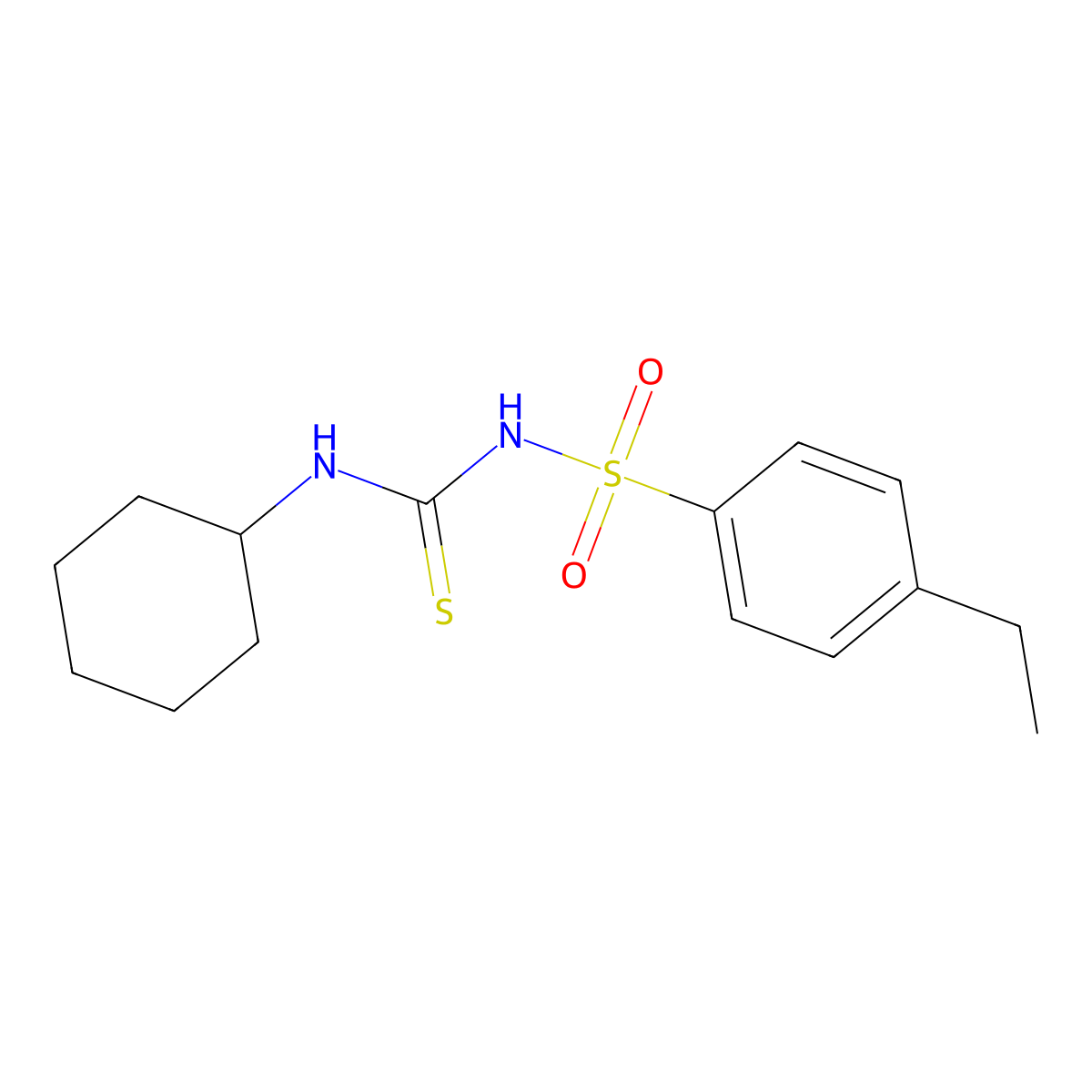 N-(cyclohexylcarbamothioyl)-4-ethylbenzenesulfonamide molecular structure, CAS 54772-84-8