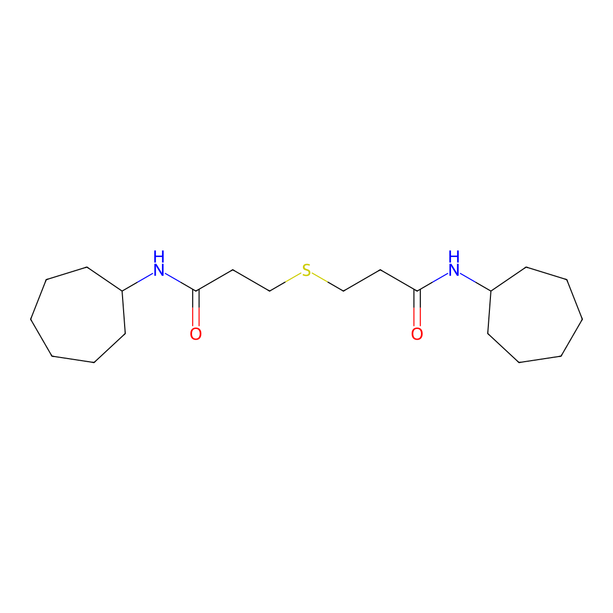 N-cycloheptyl-3-[3-(cycloheptylamino)-3-oxopropyl]sulfanylpropanamide molecular structure, CAS 547720-97-8