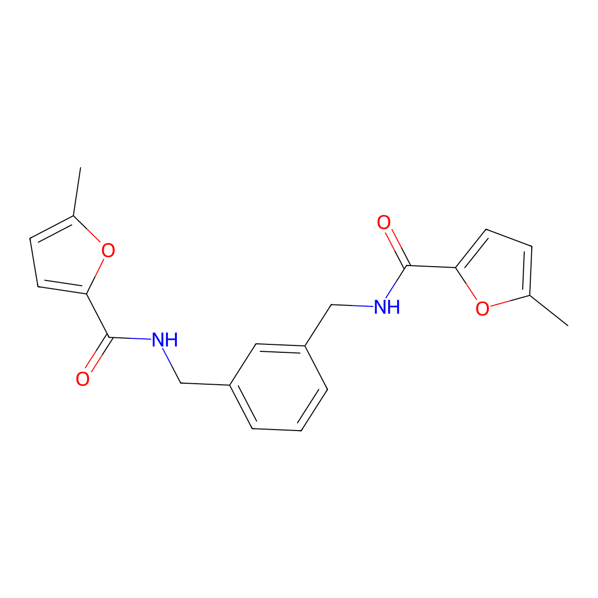 5-methyl-N-[[3-[[(5-methylfuran-2-carbonyl)amino]methyl]phenyl]methyl]furan-2-carboxamide molecular structure, CAS 547722-44-1
