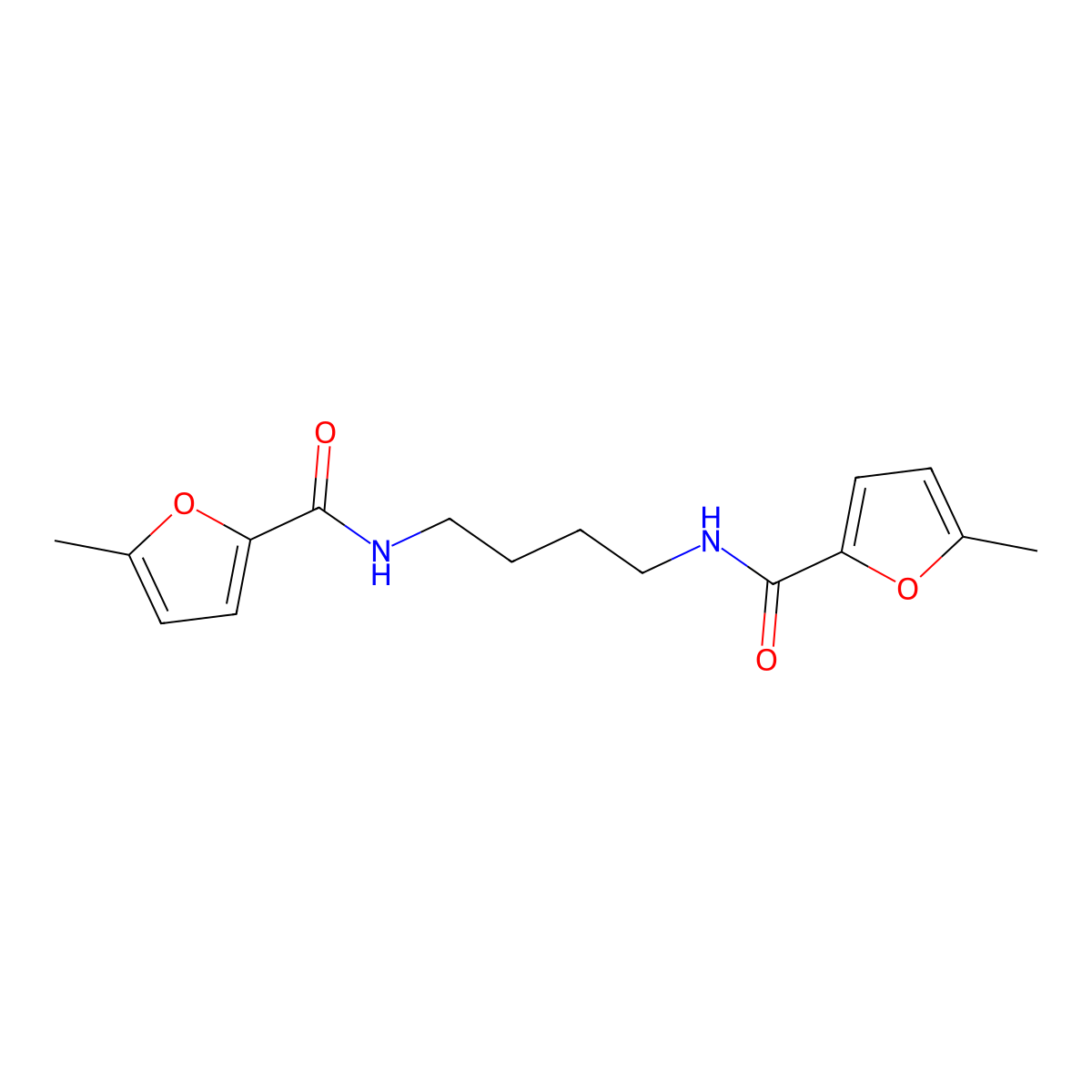 5-methyl-N-[4-[(5-methylfuran-2-carbonyl)amino]butyl]furan-2-carboxamide molecular structure, CAS 547722-52-1