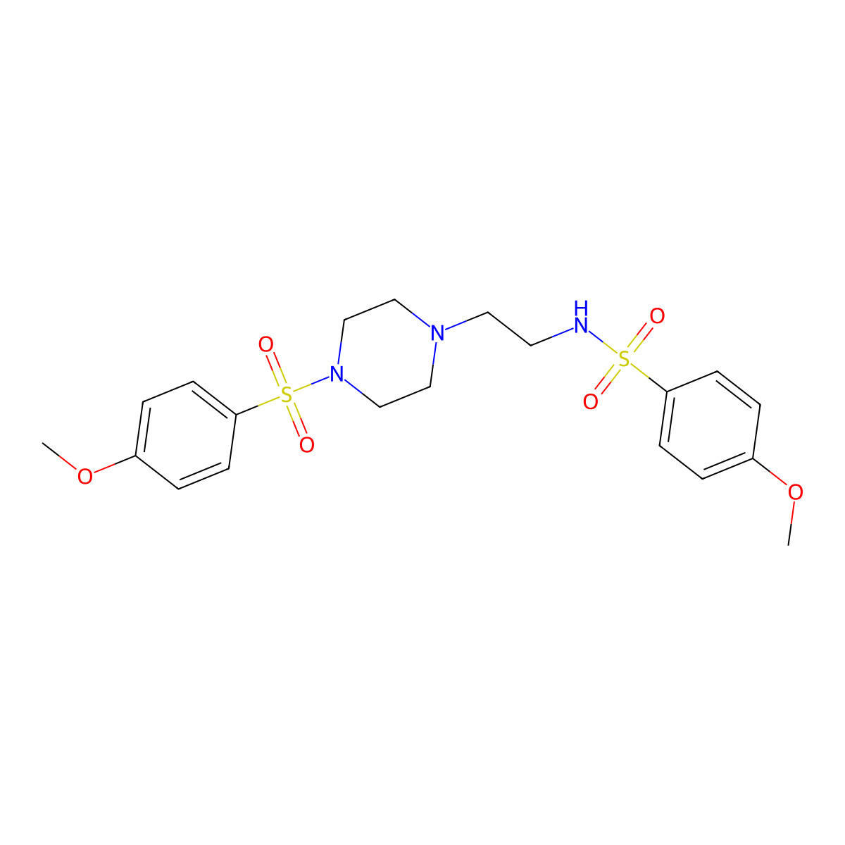 4-methoxy-N-[2-[4-(4-methoxyphenyl)sulfonylpiperazin-1-yl]ethyl]benzenesulfonamide molecular structure, CAS 547722-56-5