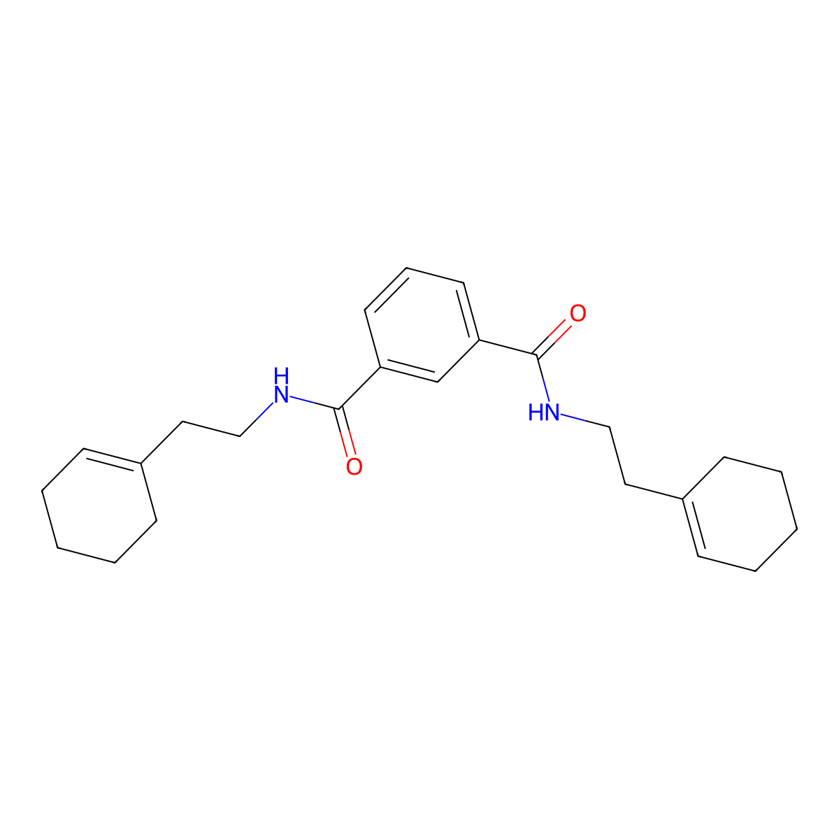 1-N,3-N-bis[2-(cyclohexen-1-yl)ethyl]benzene-1,3-dicarboxamide molecular structure, CAS 547722-87-2