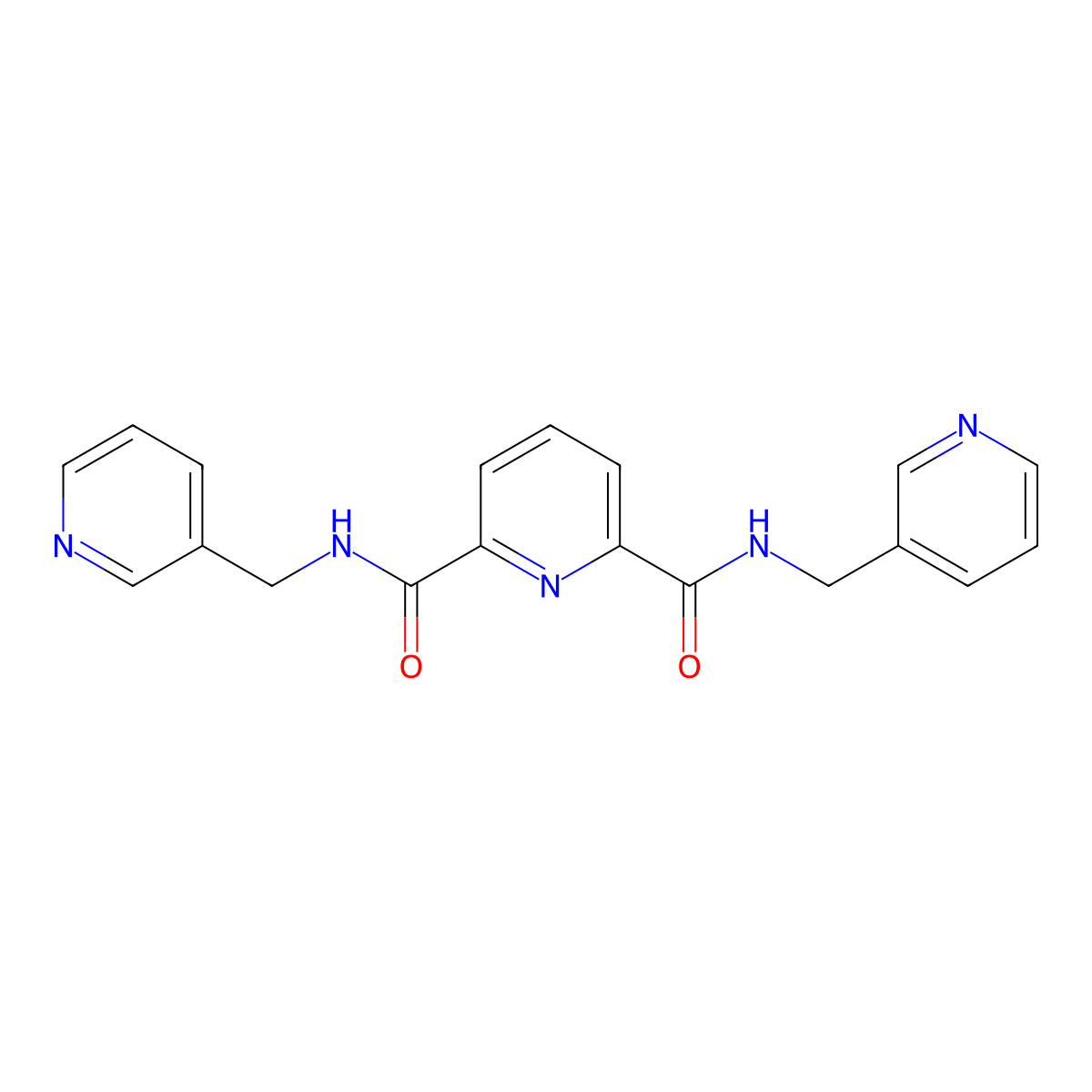 N,N'-bis(pyridin-3-ylmethyl)pyridine-2,6-dicarboxamide molecular structure, CAS 547725-01-9