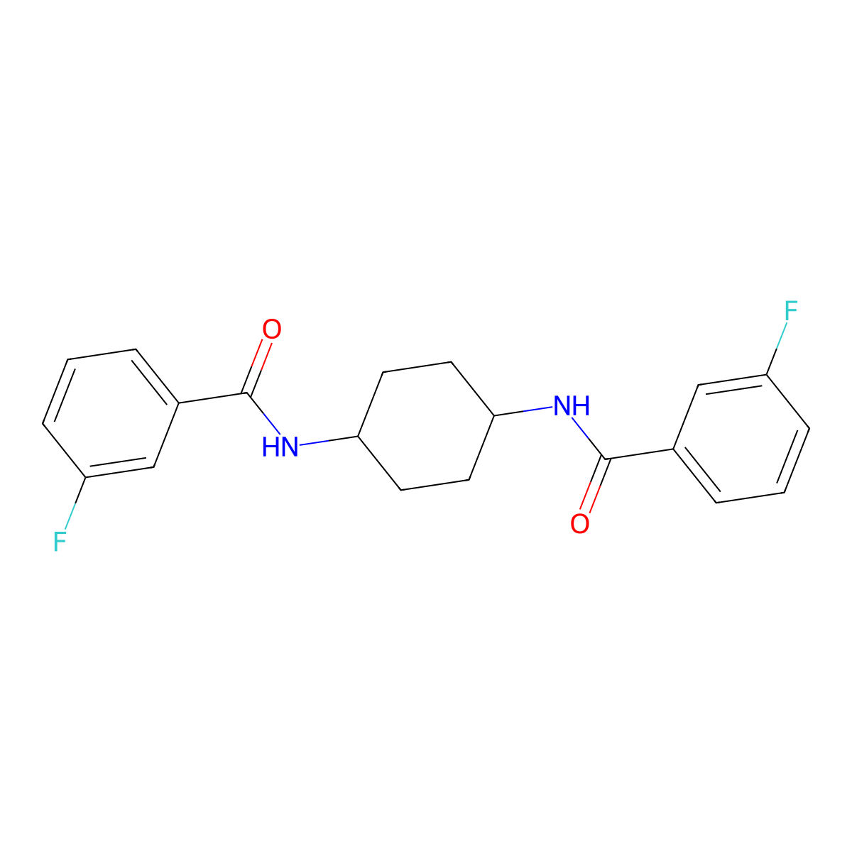 3-fluoro-N-[4-[(3-fluorobenzoyl)amino]cyclohexyl]benzamide molecular structure, CAS 547728-03-0