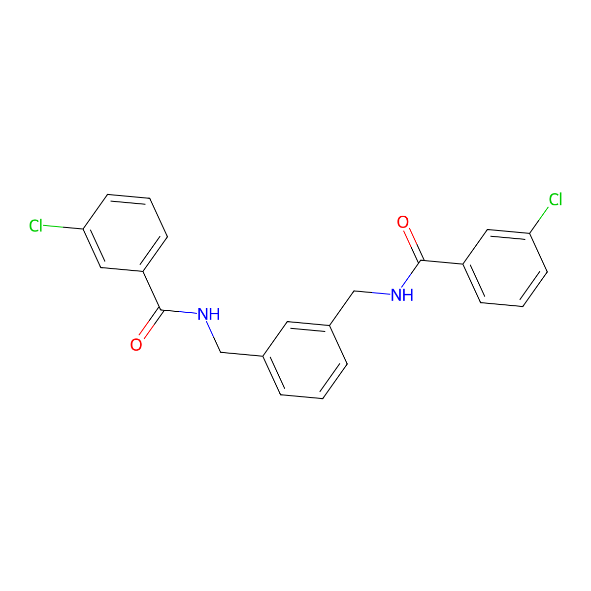 3-chloro-N-[[3-[[(3-chlorobenzoyl)amino]methyl]phenyl]methyl]benzamide molecular structure, CAS 547730-22-3