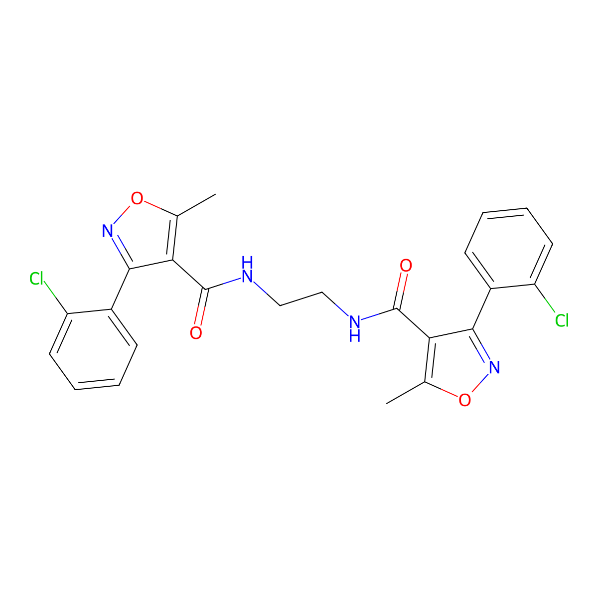 3-(2-chlorophenyl)-N-[2-[[3-(2-chlorophenyl)-5-methyl-1,2-oxazole-4-carbonyl]amino]ethyl]-5-methyl-1,2-oxazole-4-carboxamide molecular structure, CAS 547732-02-5