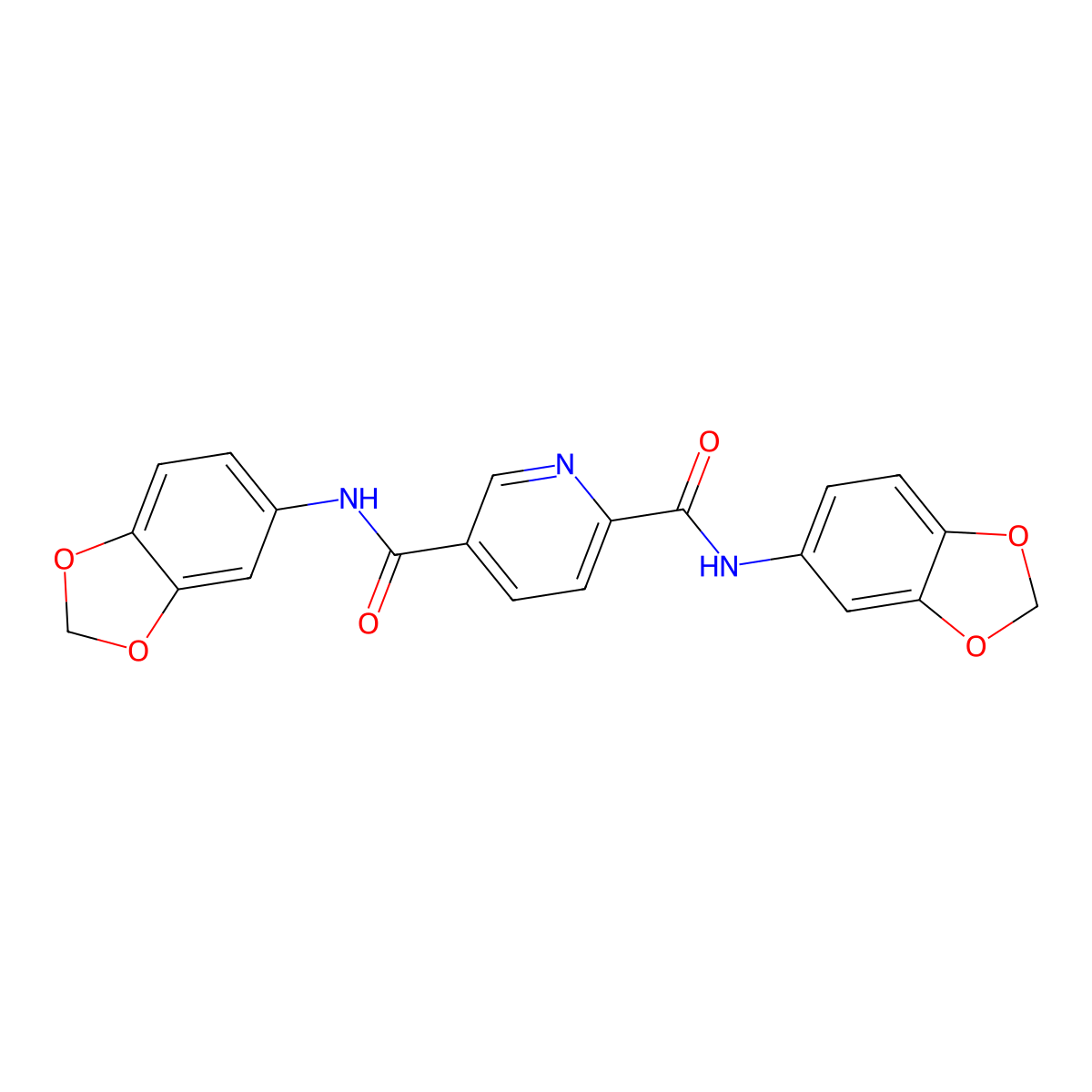 2-N,5-N-bis(1,3-benzodioxol-5-yl)pyridine-2,5-dicarboxamide molecular structure, CAS 547733-16-4