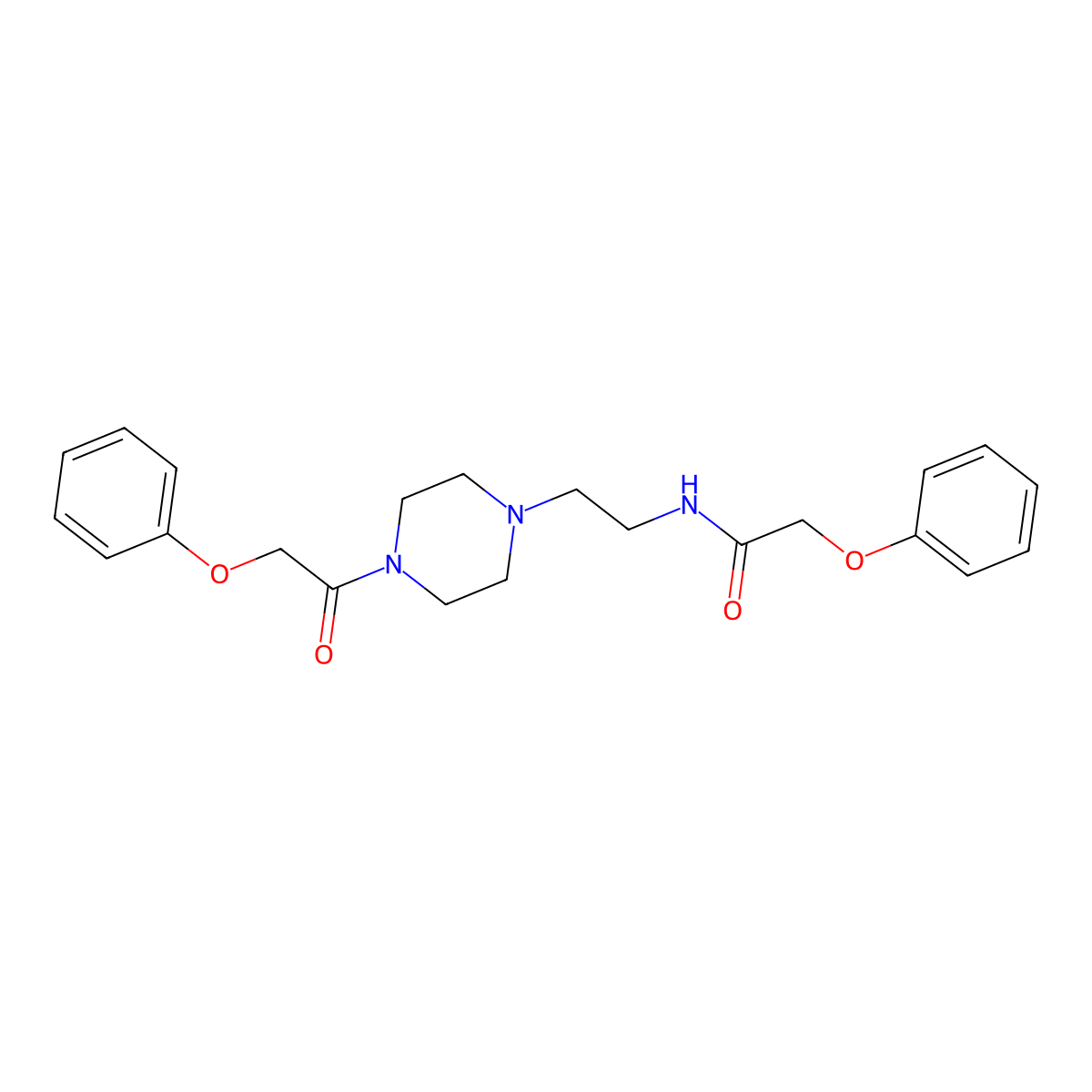 2-Phenoxy-N-(2-(4-(2-phenoxyacetyl)piperazinyl)ethyl)ethanamide molecular structure, CAS 547734-34-9