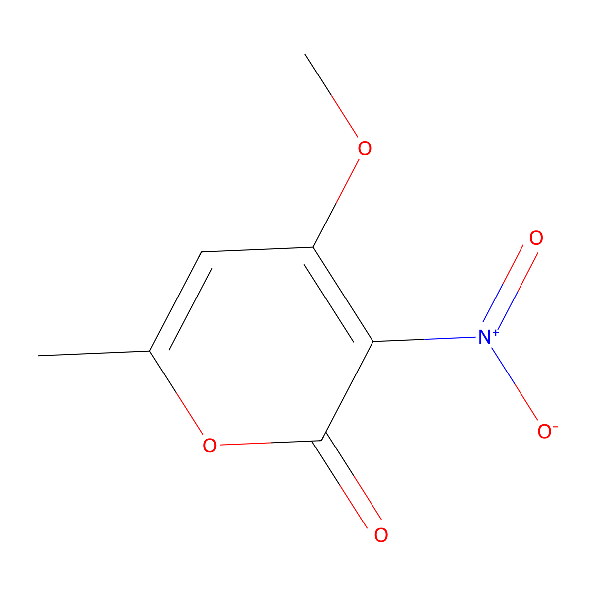2H-Pyran-2-one, 4-methoxy-6-methyl-3-nitro- molecular structure, CAS 54774-80-0