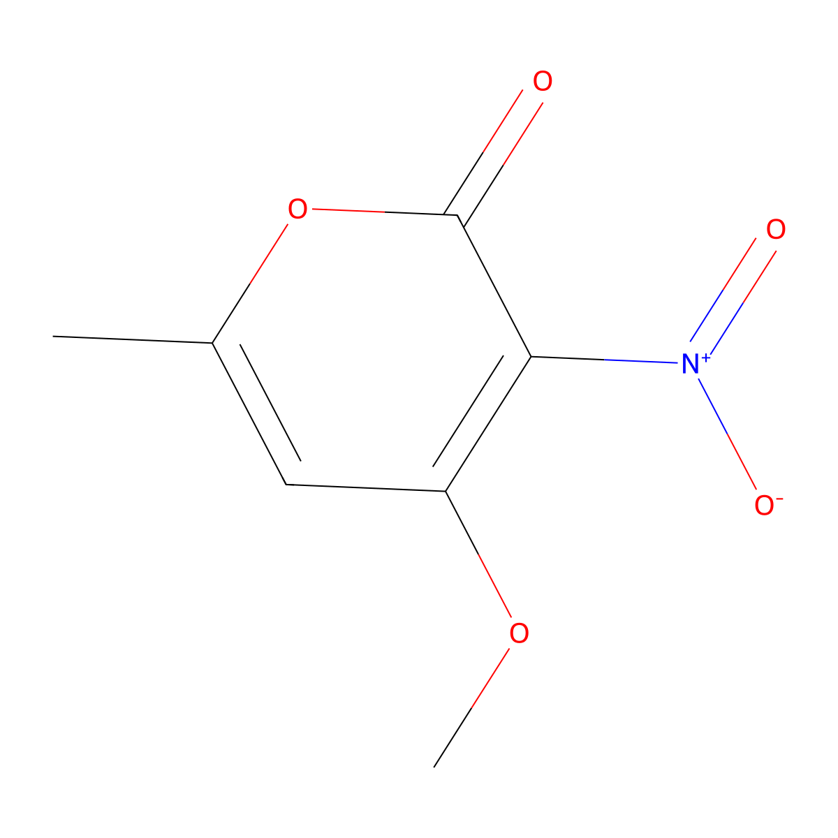 2H-Pyran-2-one, 4-methoxy-6-methyl-3-nitro- molecular structure, CAS 54774-80-0