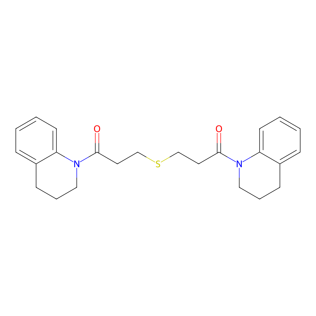 1-(3,4-dihydro-2H-quinolin-1-yl)-3-[3-(3,4-dihydro-2H-quinolin-1-yl)-3-oxopropyl]sulfanylpropan-1-one molecular structure, CAS 547745-22-2