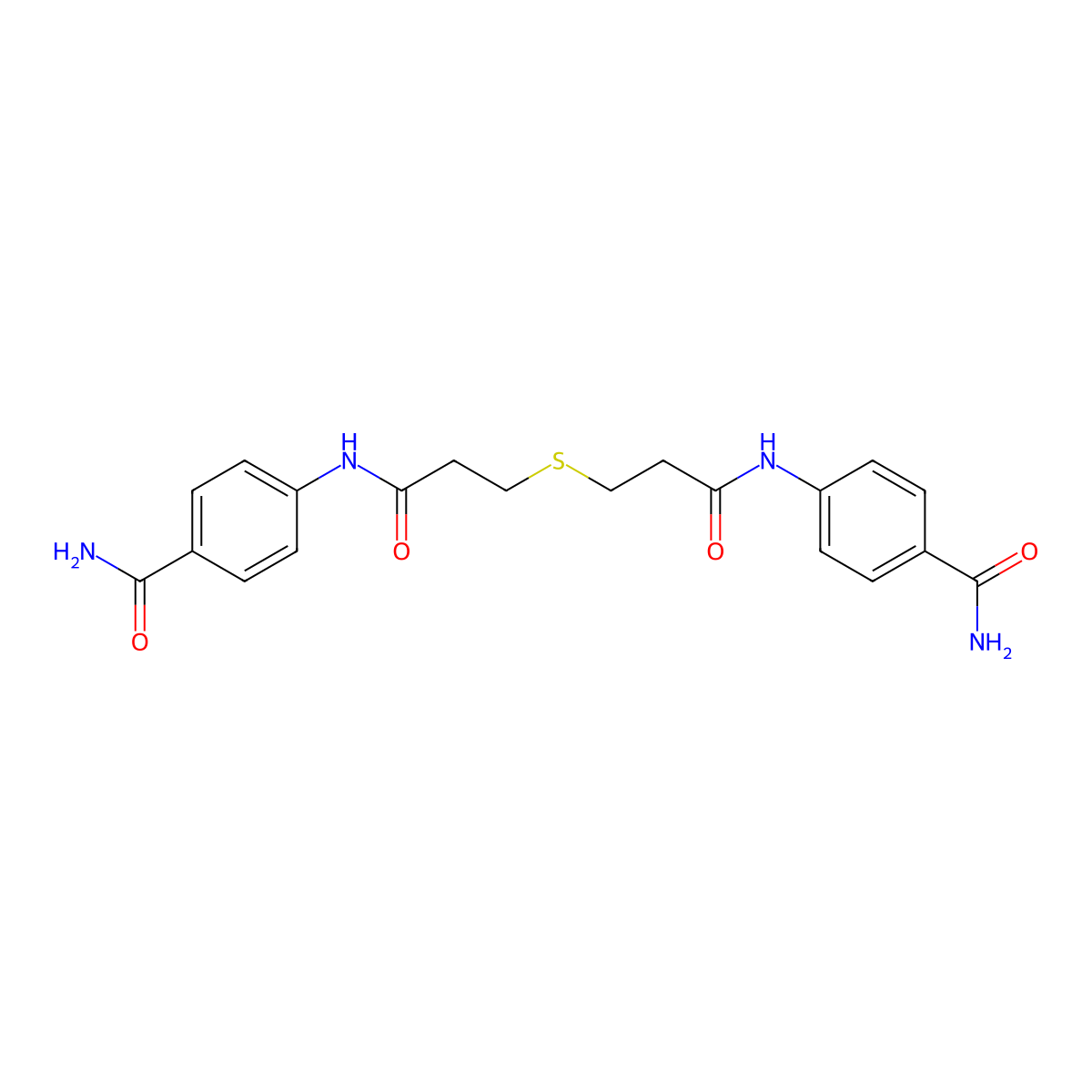 4-[3-[3-(4-Carbamoylanilino)-3-oxopropyl]sulfanylpropanoylamino]benzamide molecular structure, CAS 547745-24-4