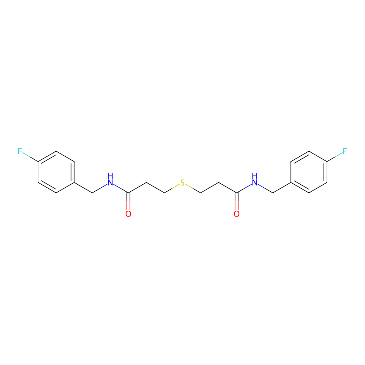 N-[(4-fluorophenyl)methyl]-3-[3-[(4-fluorophenyl)methylamino]-3-oxopropyl]sulfanylpropanamide molecular structure, CAS 547748-06-1