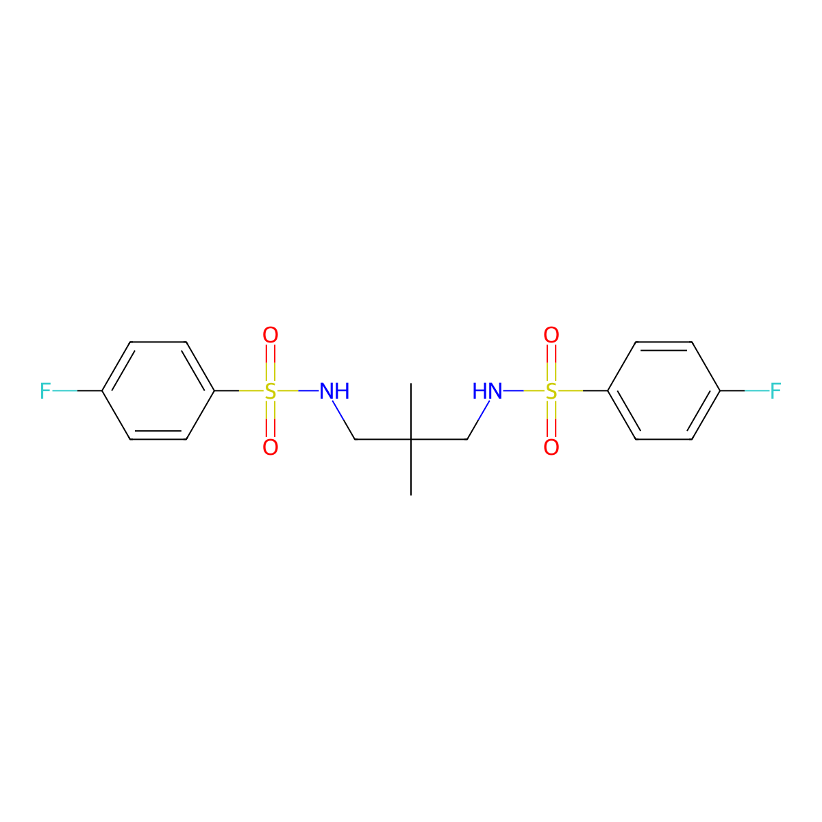 4-fluoro-N-(3-{[(4-fluorophenyl)sulfonyl]amino}-2,2-dimethylpropyl)benzenesulfonamide molecular structure, CAS 547749-42-8