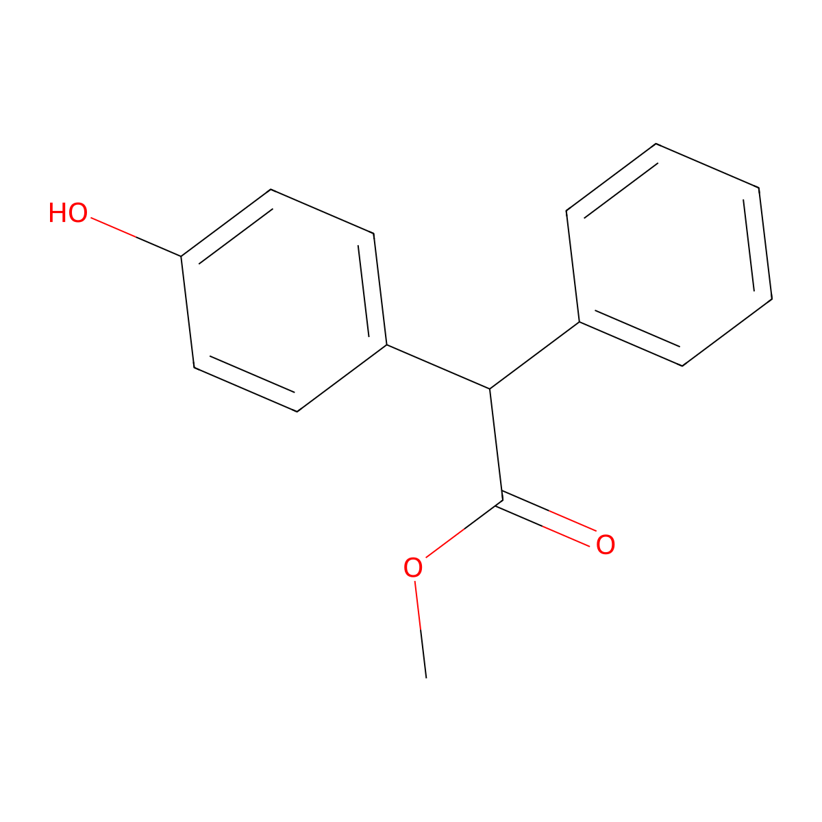 Methyl 2-(4-hydroxyphenyl)-2-phenylacetate molecular structure, CAS 54775-13-2