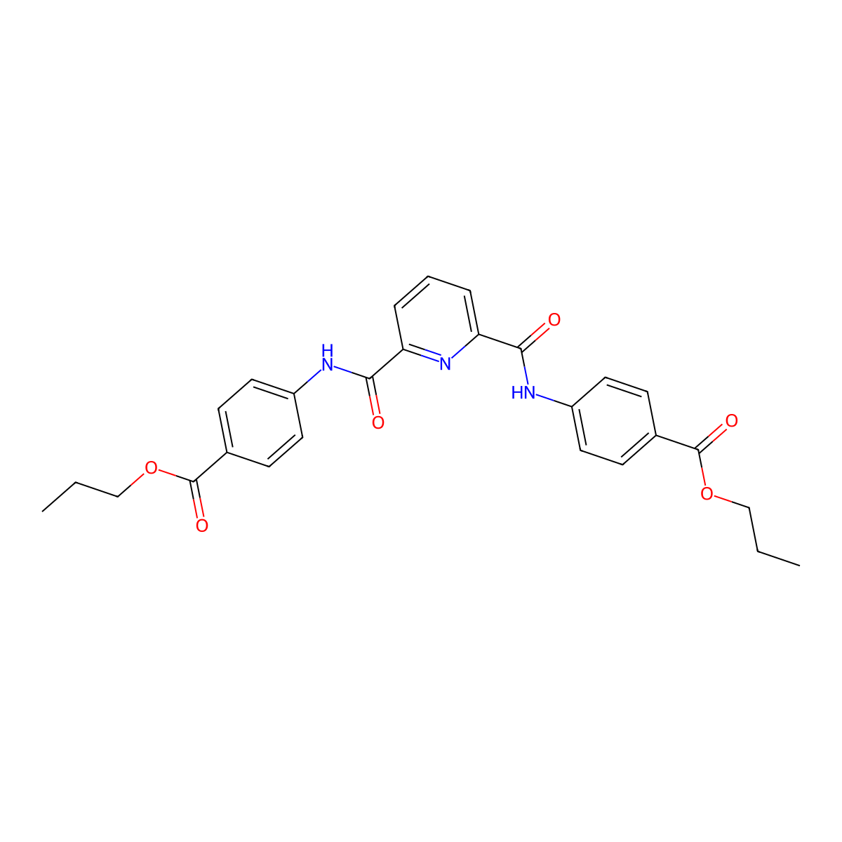 Propyl 4-[[6-[(4-propoxycarbonylphenyl)carbamoyl]pyridine-2-carbonyl]amino]benzoate molecular structure, CAS 547750-93-6