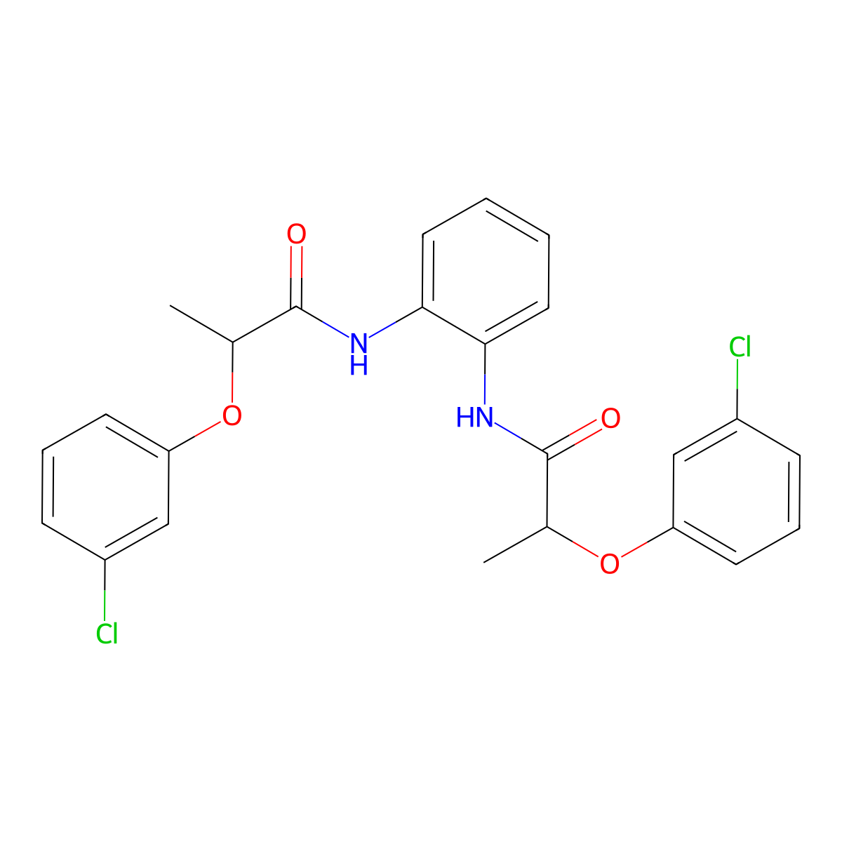 2-(3-chlorophenoxy)-N-[2-[2-(3-chlorophenoxy)propanoylamino]phenyl]propanamide molecular structure, CAS 547757-68-6