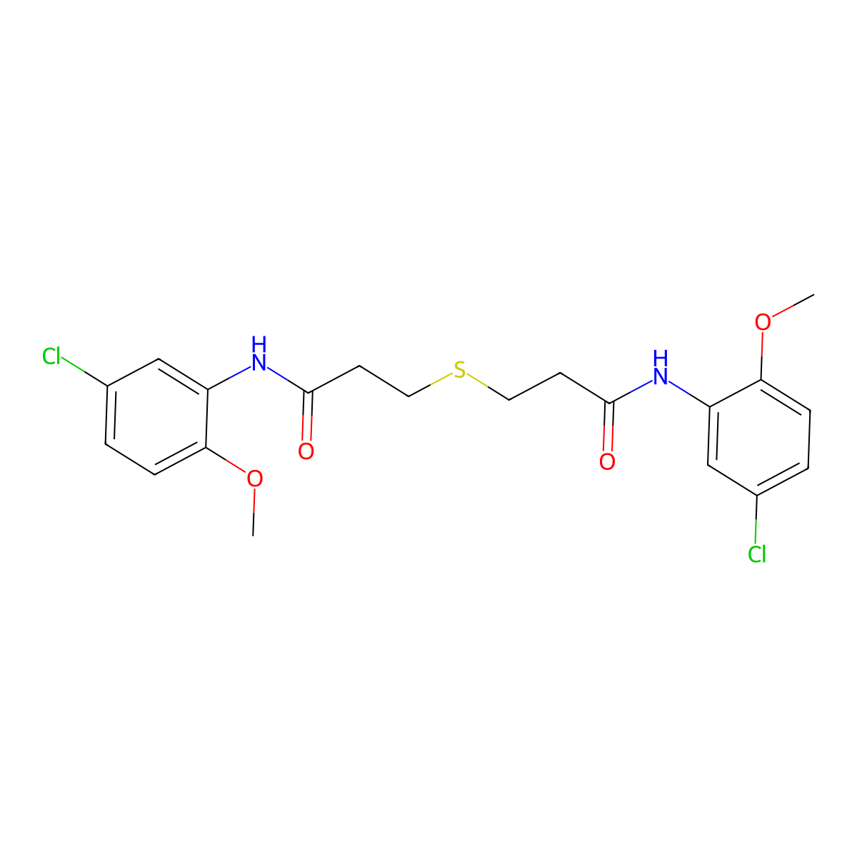 3-[3-(5-chloro-2-methoxyanilino)-3-oxopropyl]sulfanyl-N-(5-chloro-2-methoxyphenyl)propanamide molecular structure, CAS 547761-59-1