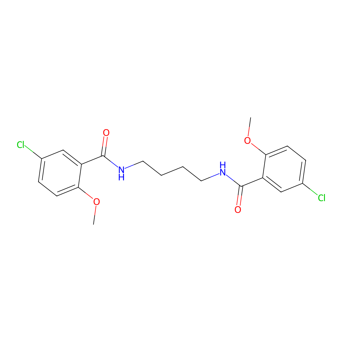 5-chloro-N-[4-[(5-chloro-2-methoxybenzoyl)amino]butyl]-2-methoxybenzamide molecular structure, CAS 547762-08-3