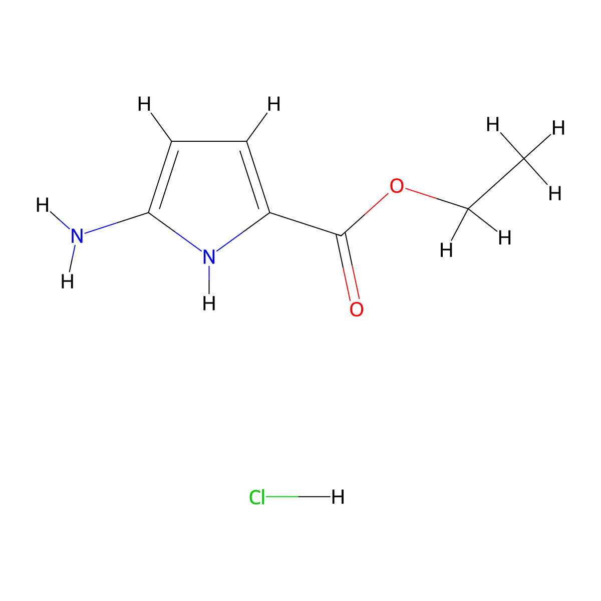 Ethyl 5-amino-1H-pyrrole-2-carboxylate hydrochloride molecular structure, CAS 547762-35-6