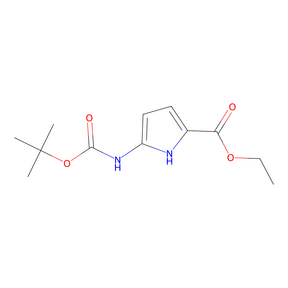 Ethyl 5-((tert-butoxycarbonyl)amino)-1H-pyrrole-2-carboxylate molecular structure, CAS 547762-37-8