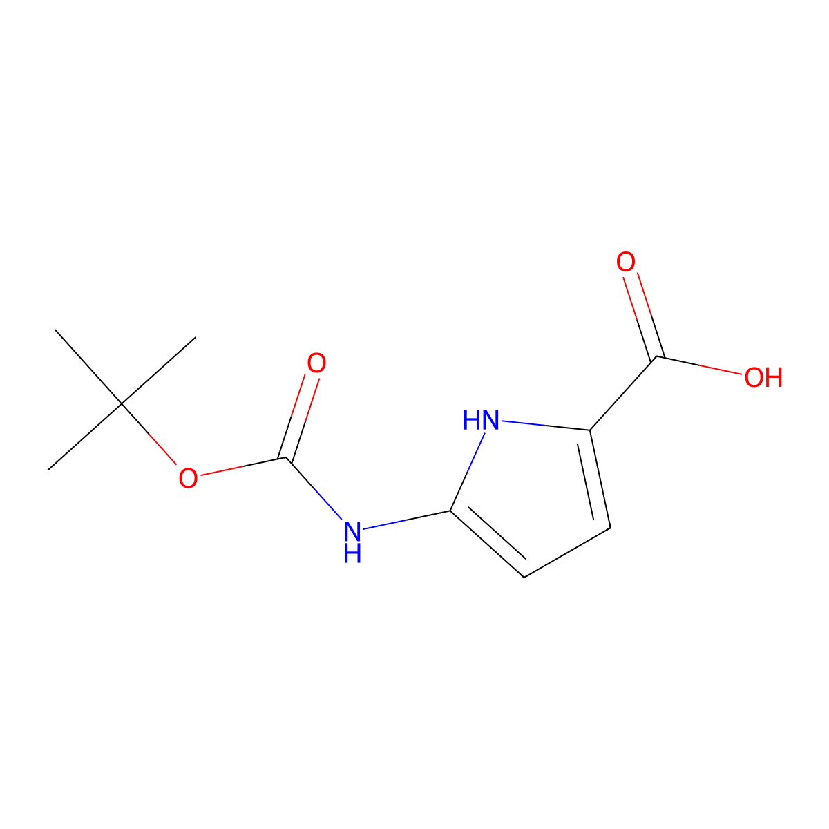 5-((tert-Butoxycarbonyl)amino)-1H-pyrrole-2-carboxylic acid molecular structure, CAS 547762-39-0