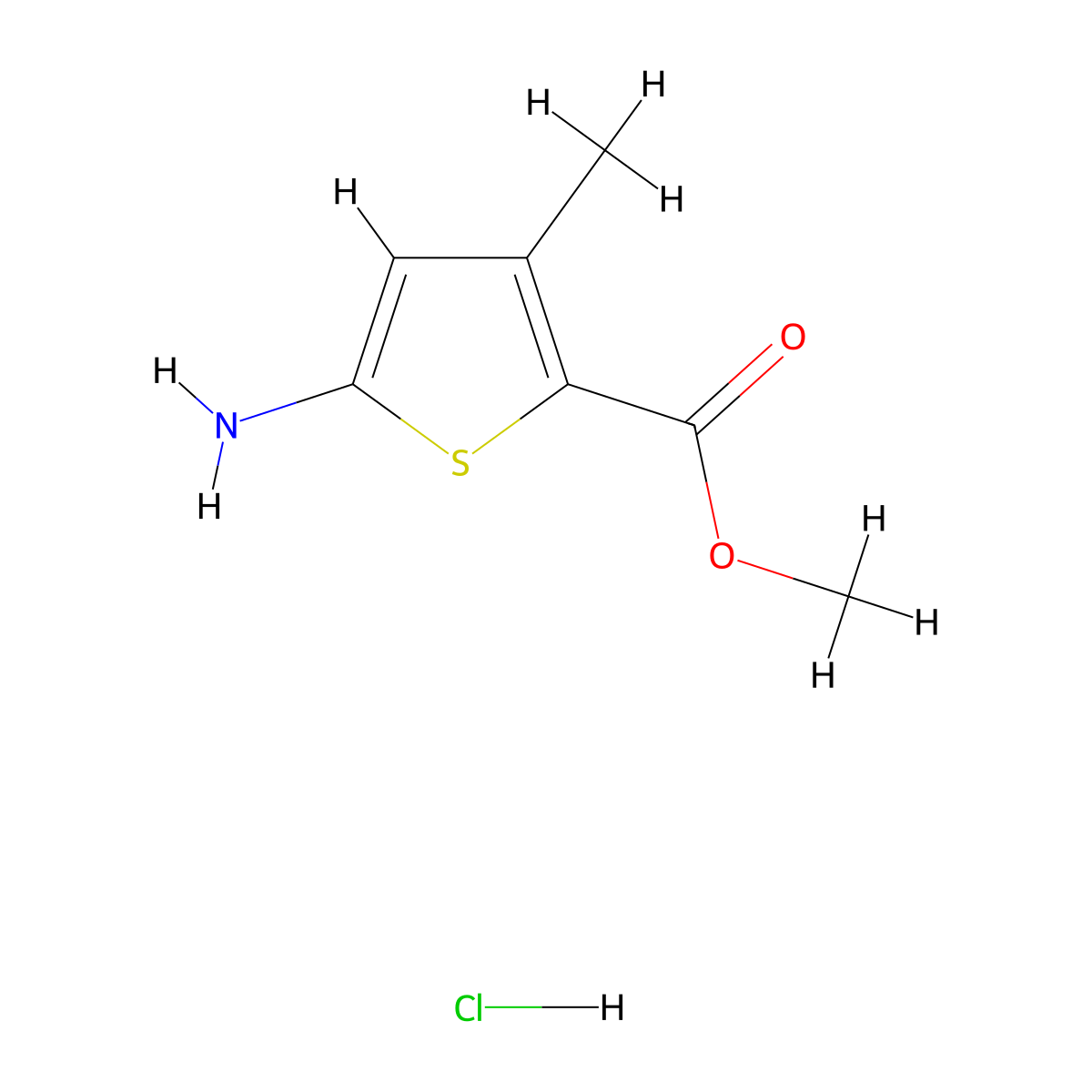 Methyl 5-amino-3-methylthiophene-2-carboxylate hydrochloride molecular structure, CAS 547762-42-5