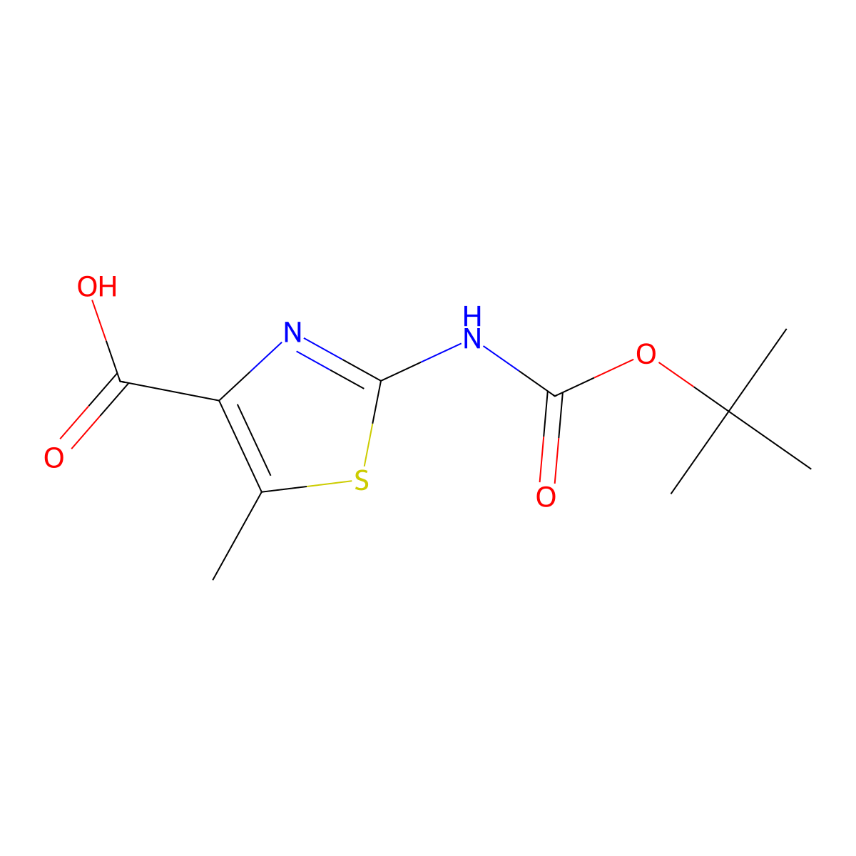 2-((tert-Butoxycarbonyl)amino)-5-methylthiazole-4-carboxylic acid molecular structure, CAS 547763-09-7