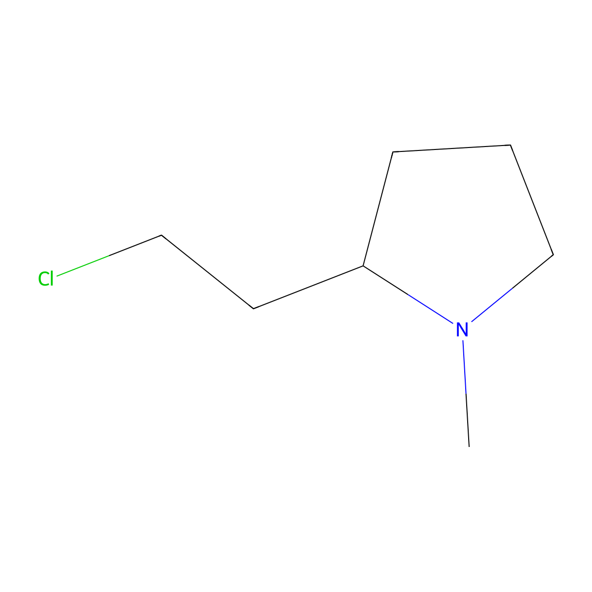 2-(2-Chloroethyl)-1-methylpyrrolidine molecular structure, CAS 54777-54-7