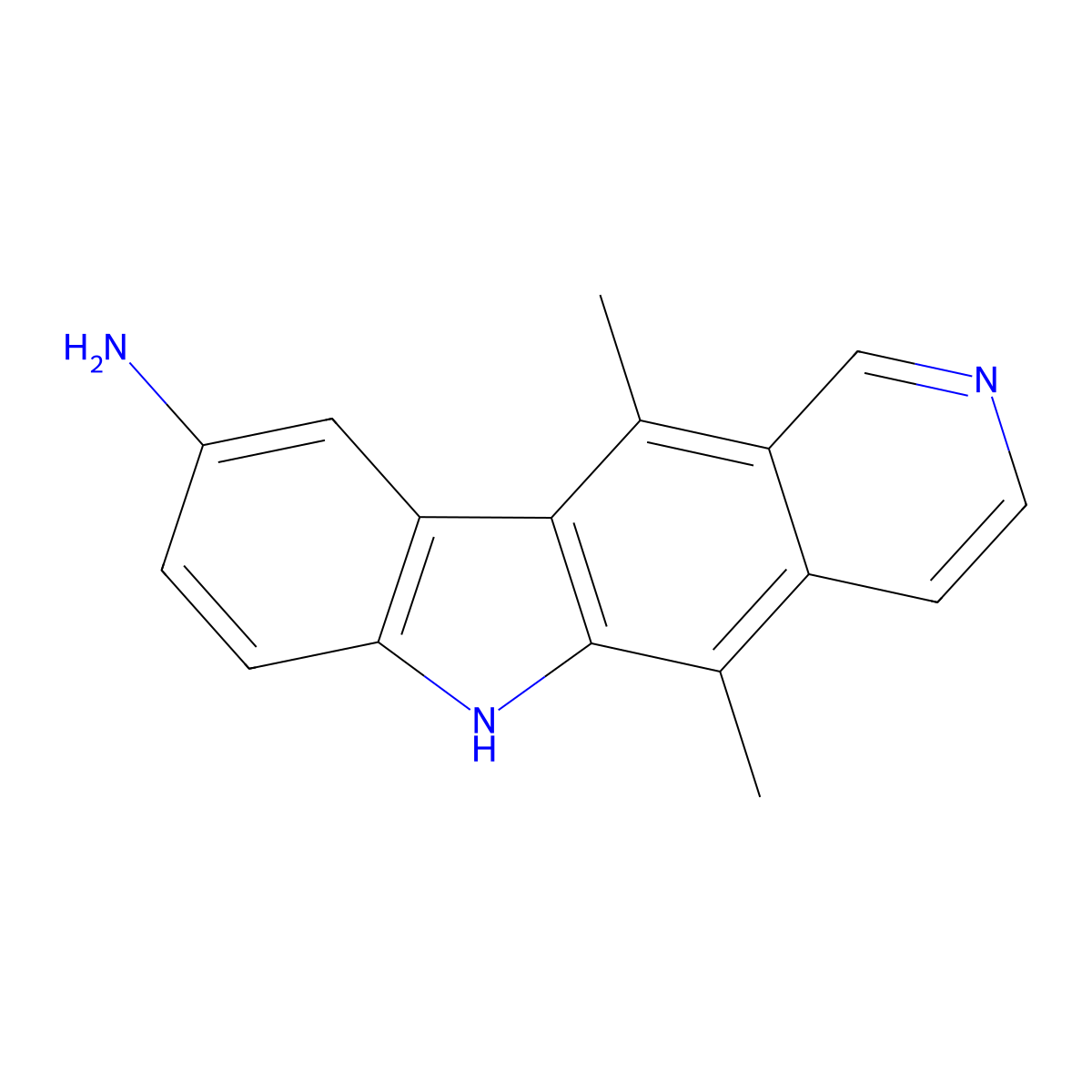 5,11-Dimethyl-6H-pyrido(4,3-b)carbazol-9-amine molecular structure, CAS 54779-53-2