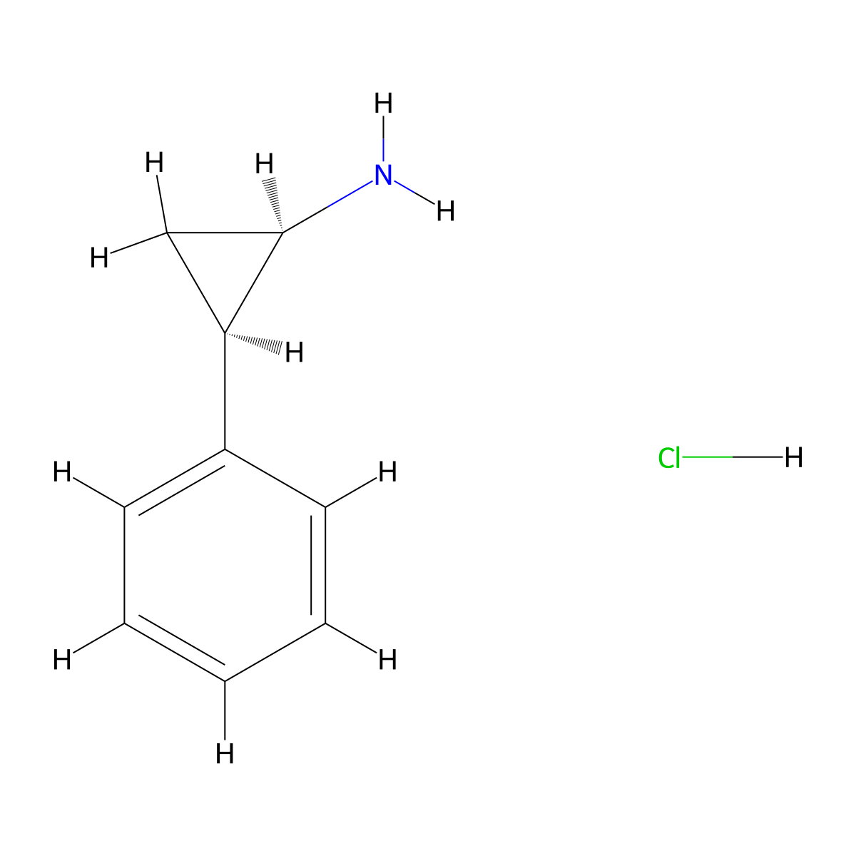 Tranylcypromine hydrochloride, cis- molecular structure, CAS 54779-58-7